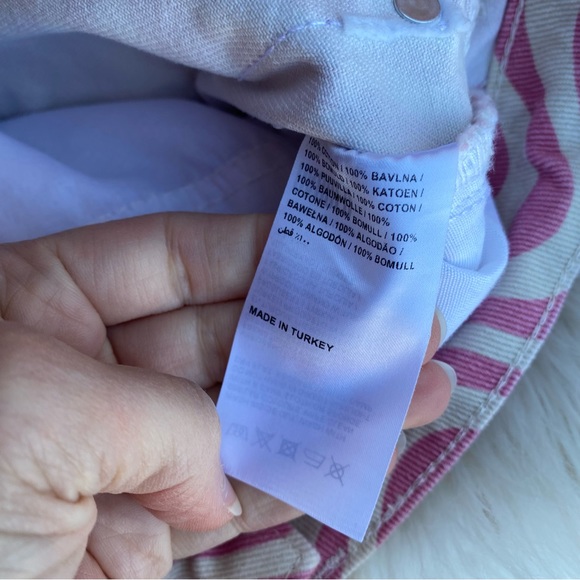 The Ragged Priest Wide Leg Dad Fit Pink White Wave Print Jeans Size 24 - Picture 4 of 8